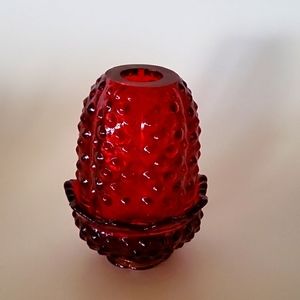 Vintage Mid Century Fenton Hobnail Glass Fairy Tea Light Lamp (2) Piece